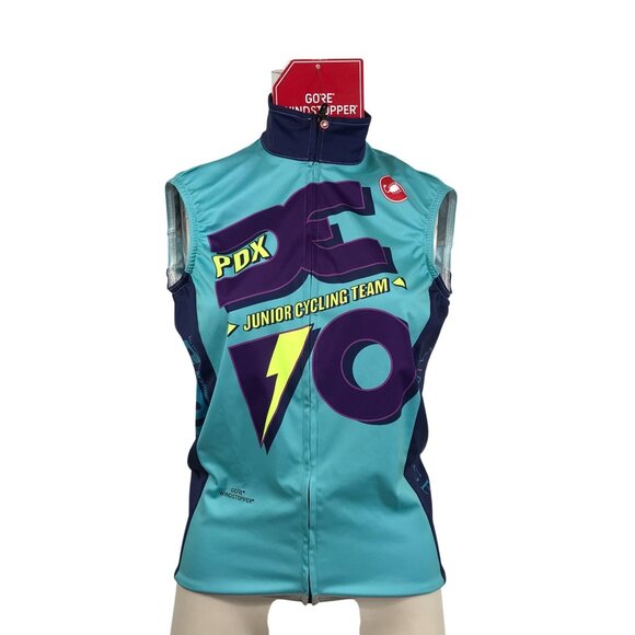 CASTELLI - MEN'S XSMALL - BLUE SLEEVELESS FULL ZIP WINDSTOPPER CYCLING VEST - Picture 1 of 11